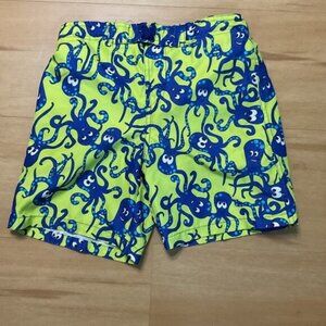 Lily & Dan Green Blue Octopus Boys Swim Trunks Shorts 5/6